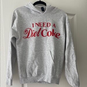 Gray Hoodie with Red 'I Need a Diet Coke' Print